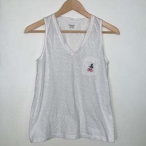 Madewell v-neck Tank with cherry embroidery
